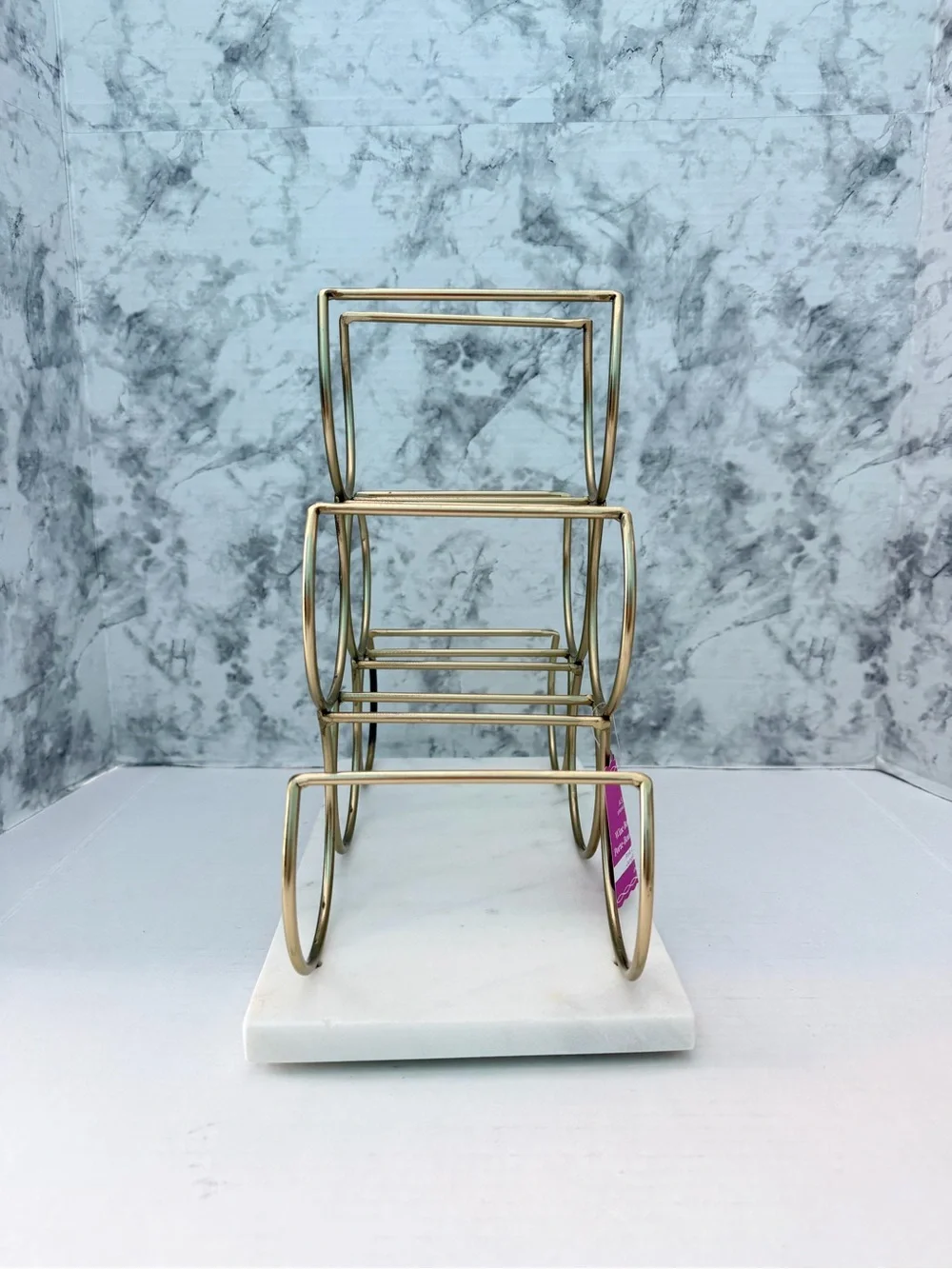 Ashland Gold Crescent Wine Bottle Rack With Marble Base